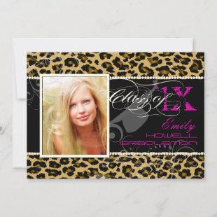 PixDezines 2012 Grads, cheetah print/diy colors Invitation