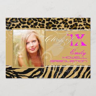 PixDezines 2012 Grads, zebra+cheetah/diy colors Invitation