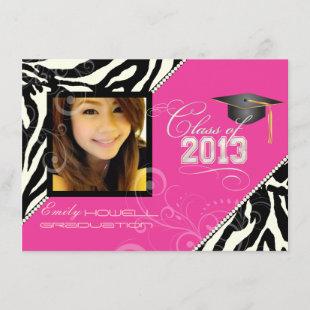 PixDezines 2013 Grads, zebra print/diy colors Invitation