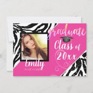 PixDezines 2018 Grads, zebra print/diy colors Invitation