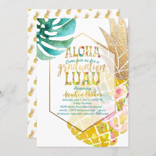 PixDezines Aloha Pineapples/Golden/Graduation Luau Invitation