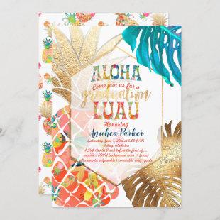 PixDezines Aloha Pineapples/Orange/Graduation Luau Invitation