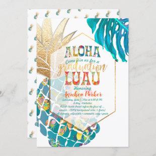 PixDezines Aloha Pineapples/Teal/Graduation Luau Invitation