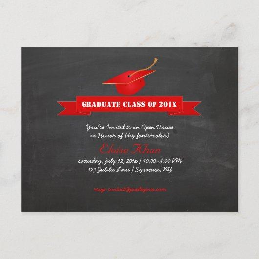 PixDezines chalkboard+red cap graduation Invitation Postcard
