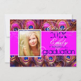 PixDezines diy 2012 Grads, pink peacock Invitation