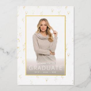 PixDezines Graduation Gold Petite Fleurs Real Foil Invitation