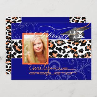 PixDezines  Graduation Orange Leopard/DIY color Invitation