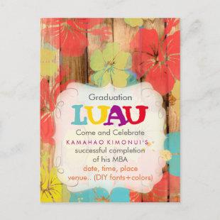 PixDezines hibiscus/graduation/luau/DIYevent Announcement Postcard