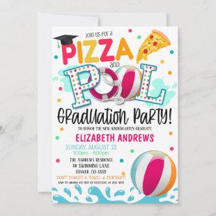 Pizza and Pool Party Graduation Invitation