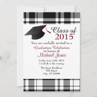 Plaid Print Graduation Invite