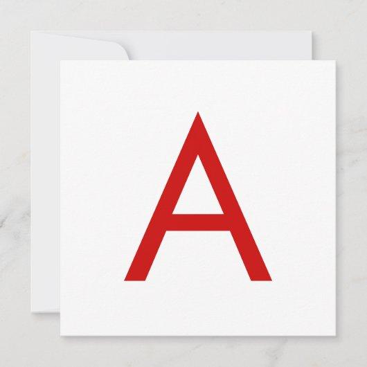 Plain Modern White Red Monogram Initial Letter Invitation