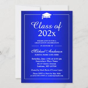 Plain Royal Blue Class Of 2024 Graduation Party Invitation