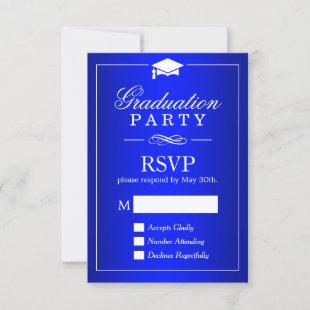 Plain Royal Blue Graduation Party RSVP Card