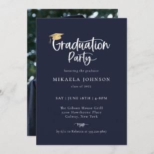 Playful Script Graduation Party Photo Invitation