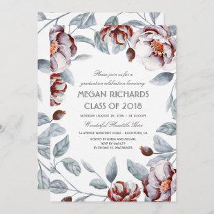 Plum and Maroon Floral Watercolor Boho Graduation Invitation