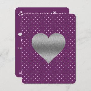 Plum And Silver Heart Polka Dot Shower Party Invitation