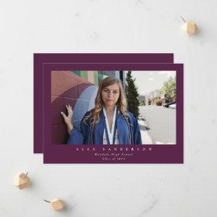 Plum Simple Modern Single Photo Graduation Announcement