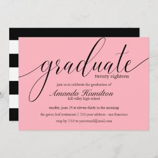Plush Pink  typography Graduation Invitation