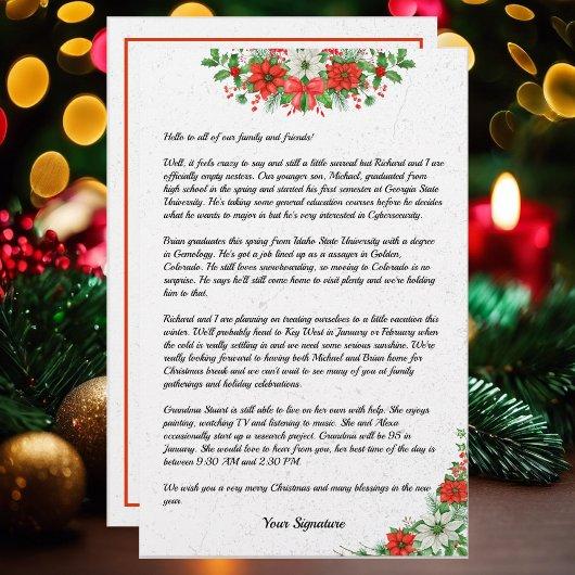 Poinsettia Christmas Family Newsletter Your Text S Stationery