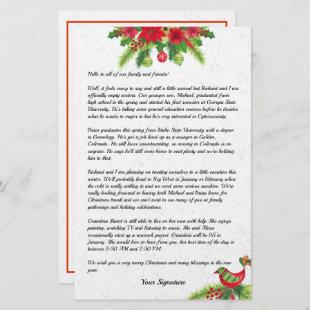Poinsettia Christmas Family Newsletter Your Text  Stationery