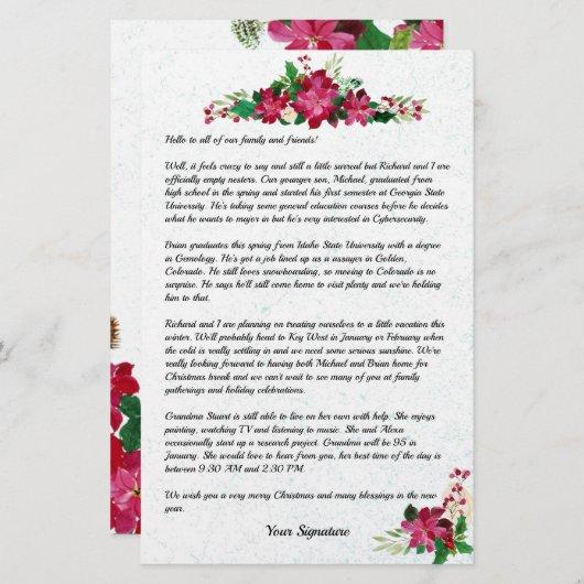 Poinsettia Christmas Family Newsletter Your Text Stationery