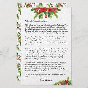 Poinsettia Christmas Family Newsletter Your Text   Stationery