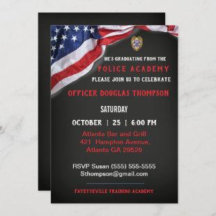 Police Academy Graduate American Flag Invitation