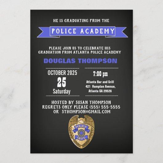 Police Academy Graduate Chalkboard Invitation