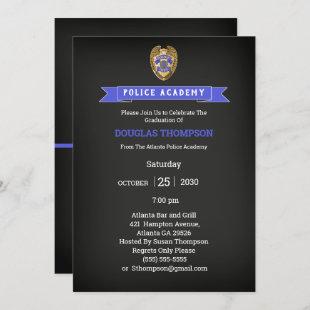 Police Academy Graduate Chalkboard Invitation