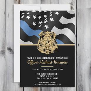 Police Academy Graduation Law Enforcement Flag Invitation