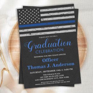 Police Academy Graduation Thin Blue Line Officer  Invitation