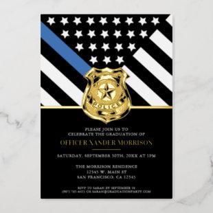 Police Blue Line Flag Law Enforcement Graduation Foil Invitation