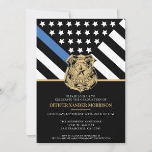 Police Blue Line Flag Law Enforcement Graduation Invitation