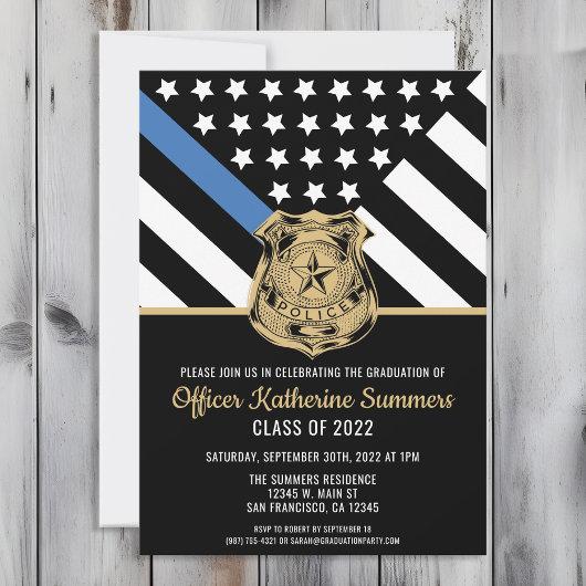 Police Blue Line Flag Law Enforcement Graduation Invitation