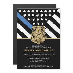 Police Blue Line Flag Law Enforcement Graduation Magnetic Invitation