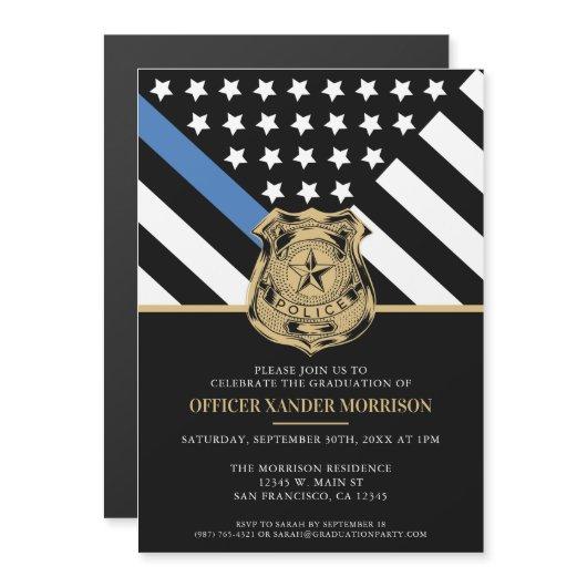 Police Blue Line Flag Law Enforcement Graduation Magnetic Invitation