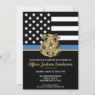 Police Blue Line Flag Law Enforcement Retirement Invitation