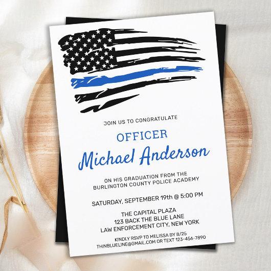 Police Graduation Academy Thin Blue Line Party Invitation
