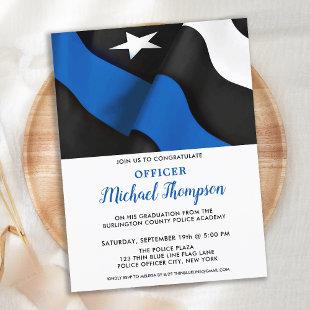 Police Graduation American Flag Thin Blue Line Invitation Postcard