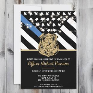 Police Graduation Blue Law Enforcement Officer Invitation