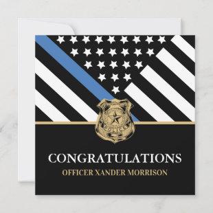 Police Graduation Blue Line Flag Congratulations Card
