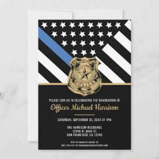 Police Graduation Blue Line Flag Law Enforcement Invitation