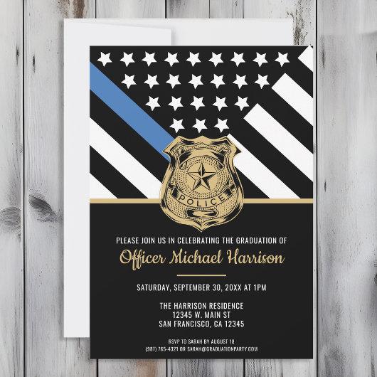 Police Graduation Blue Line Flag Law Enforcement Invitation