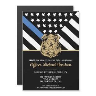 Police Graduation Blue Line Flag Law Enforcement Magnetic Invitation
