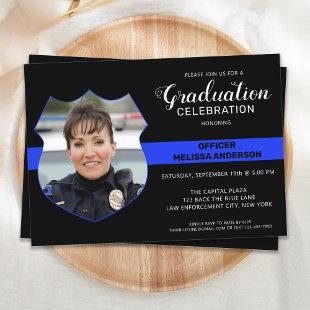 Police Graduation Party Photo Thin Blue Line Invitation