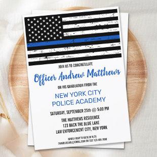 Police Graduation Thin Blue Line Law Enforcement Invitation