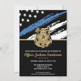 Police Law Enforcement Retirement Blue Line Flag Invitation