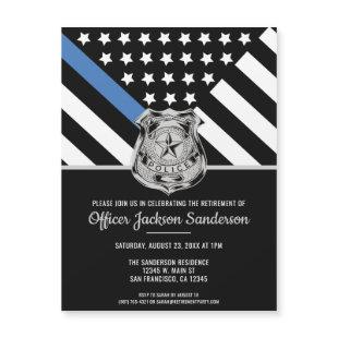 Police Law Enforcement Retirement Blue Line Flag Magnetic Invitation