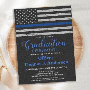 Police Law Enforcement Thin Blue Line Graduation Invitation Postcard