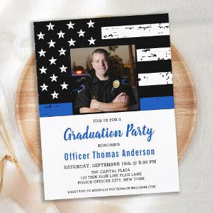 Police Officer Graduation Custom Photo Invitation Postcard
